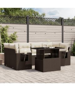 vidaXL vidaXL 7-cz. zestaw wypoczynkowy do ogrodu, z poduszkami, brązowy Dārza mēbeļu komplekti