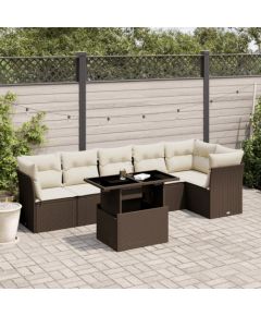 vidaXL vidaXL 7-cz. zestaw wypoczynkowy do ogrodu, z poduszkami, brązowy Dārza mēbeļu komplekti