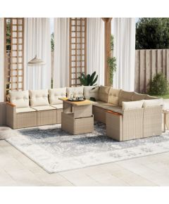 vidaXL vidaXL 11-cz. zestaw mebli ogrodowych z poduszkami, beżowy, polirattan Dārza mēbeļu komplekti