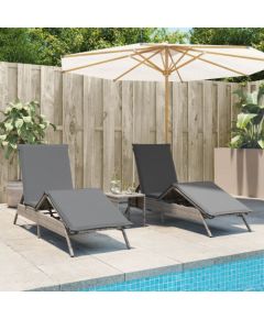 vidaXL vidaXL Leżaki ze stolikiem, 2 szt., szare, polirattan Шезлонги и пляжные стулья