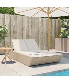 vidaXL vidaXL Podwójna leżanka z poduszkami, beżowa, polirattan Шезлонги и пляжные стулья