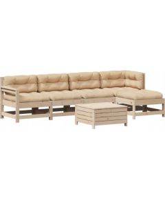 vidaXL 6-częściowy zestaw mebli ogrodowych z poduszkami, lite drewno sosnowe Dārza mēbeļu komplekti