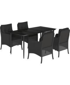 vidaXL 5-częściowy zestaw mebli ogrodowych z poduszkami, czarny, polirattan Dārza mēbeļu komplekti