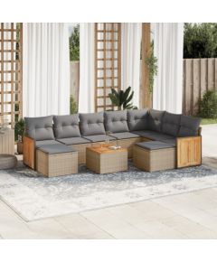 vidaXL 10-częściowy zestaw mebli ogrodowych z poduszkami, beżowy, polirattan Dārza mēbeļu komplekti