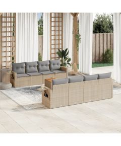 vidaXL 9-częściowy zestaw mebli ogrodowych z poduszkami, mieszany beż Dārza mēbeļu komplekti