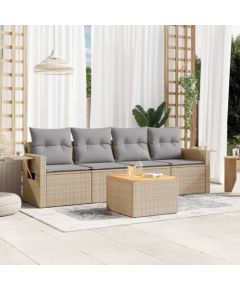 vidaXL 5-częściowy zestaw mebli ogrodowych z poduszkami, mieszany beż Dārza mēbeļu komplekti