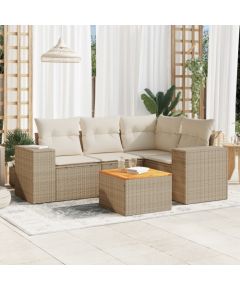 vidaXL 5-częściowy zestaw mebli ogrodowych z poduszkami, beżowy, polirattan Dārza mēbeļu komplekti