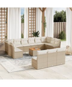 vidaXL 14-częściowy zestaw mebli ogrodowych z poduszkami, beżowy, polirattan Dārza mēbeļu komplekti