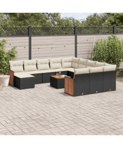 vidaXL 13-częściowy zestaw mebli do ogrodu, poduszki, czarny, rattan PE Dārza mēbeļu komplekti