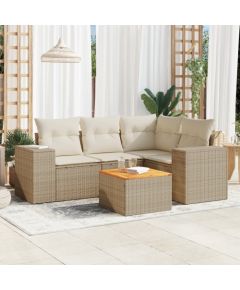 vidaXL 5-częściowy zestaw mebli ogrodowych z poduszkami, beżowy, polirattan Dārza mēbeļu komplekti