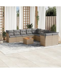 vidaXL 11-częsciowy zestaw mebli ogrodowych z poduszkami, mieszany beż Dārza mēbeļu komplekti