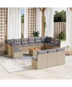 vidaXL 14-częsciowy zestaw mebli ogrodowych z poduszkami, mieszany beż Dārza mēbeļu komplekti