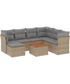 vidaXL 8-częsciowy zestaw mebli ogrodowych z poduszkami, mieszany beż Dārza mēbeļu komplekti