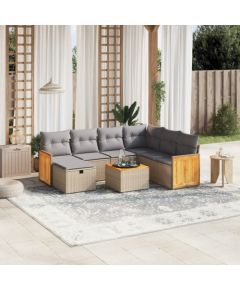 vidaXL 8-częsciowy zestaw mebli ogrodowych z poduszkami, mieszany beż Dārza mēbeļu komplekti