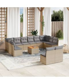 vidaXL 13-częsciowy zestaw mebli ogrodowych z poduszkami, mieszany beż Dārza mēbeļu komplekti