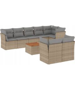 vidaXL 9-częsciowy zestaw mebli ogrodowych z poduszkami, mieszany beż Dārza mēbeļu komplekti