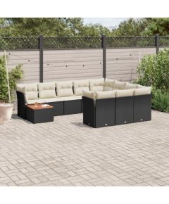 vidaXL 11-częsciowy zestaw wypoczynkowy do ogrodu, poduszki czarny rattan PE Dārza mēbeļu komplekti