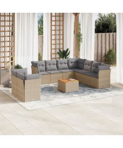 vidaXL 11-częsciowy zestaw mebli ogrodowych z poduszkami, mieszany beż Dārza mēbeļu komplekti