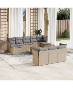 vidaXL 11-częsciowy zestaw mebli ogrodowych z poduszkami, mieszany beż Dārza mēbeļu komplekti