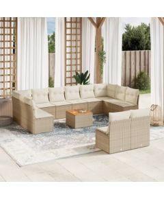 vidaXL 13-częsciowy zestaw mebli ogrodowych z poduszkami, beżowy, polirattan Dārza mēbeļu komplekti