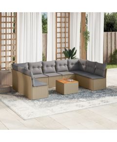 vidaXL 10-częsciowy zestaw mebli ogrodowych z poduszkami, mieszany beż Dārza mēbeļu komplekti