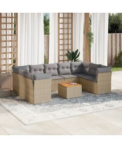 vidaXL 10-częsciowy zestaw mebli ogrodowych z poduszkami, mieszany beż Dārza mēbeļu komplekti