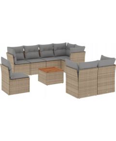 vidaXL 9-częsciowy zestaw mebli ogrodowych z poduszkami, mieszany beż Dārza mēbeļu komplekti