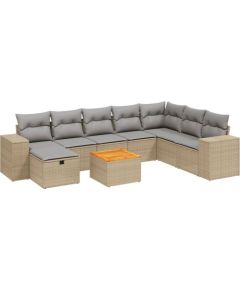 vidaXL 9-częsciowy zestaw mebli ogrodowych z poduszkami, mieszany beż Dārza mēbeļu komplekti