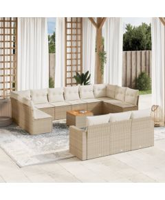 vidaXL 14-częsciowy zestaw mebli ogrodowych z poduszkami, beżowy, polirattan Dārza mēbeļu komplekti