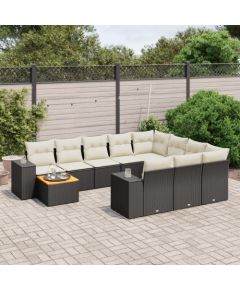 vidaXL 11-częsciowy zestaw wypoczynkowy do ogrodu, poduszki czarny rattan PE Dārza mēbeļu komplekti