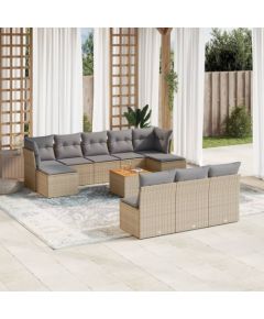 vidaXL 11-częsciowy zestaw mebli ogrodowych z poduszkami, mieszany beż Dārza mēbeļu komplekti