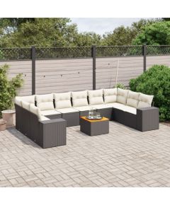 vidaXL 11-częsciowy zestaw wypoczynkowy do ogrodu, poduszki czarny rattan PE Dārza mēbeļu komplekti