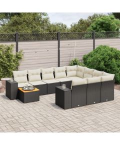 vidaXL 11-częsciowy zestaw wypoczynkowy do ogrodu, poduszki czarny rattan PE Dārza mēbeļu komplekti