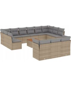 vidaXL 14-częsciowy zestaw mebli ogrodowych z poduszkami, mieszany beż Dārza mēbeļu komplekti