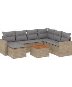 vidaXL 8-częsciowy zestaw mebli ogrodowych z poduszkami, mieszany beż Dārza mēbeļu komplekti