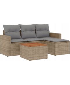 vidaXL 5-częsciowy zestaw mebli ogrodowych z poduszkami, mieszany beż Dārza mēbeļu komplekti