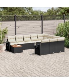 vidaXL 11-częsciowy zestaw wypoczynkowy do ogrodu, poduszki czarny rattan PE Dārza mēbeļu komplekti