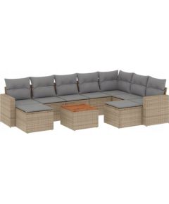 vidaXL 10-częsciowy zestaw mebli ogrodowych z poduszkami, mieszany beż Dārza mēbeļu komplekti