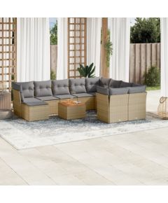 vidaXL 11-częsciowy zestaw mebli ogrodowych z poduszkami, mieszany beż Dārza mēbeļu komplekti