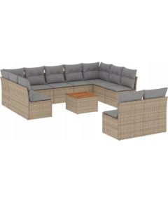 vidaXL 12-częsciowy zestaw mebli ogrodowych z poduszkami, mieszany beż Dārza mēbeļu komplekti