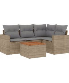 vidaXL 5-częsciowy zestaw mebli ogrodowych z poduszkami, mieszany beż Dārza mēbeļu komplekti