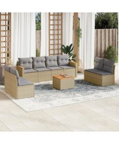 vidaXL 9-częsciowy zestaw mebli ogrodowych z poduszkami, mieszany beż Dārza mēbeļu komplekti