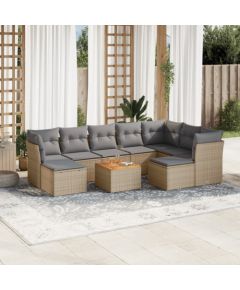 vidaXL 10-częsciowy zestaw mebli ogrodowych z poduszkami, mieszany beż Dārza mēbeļu komplekti