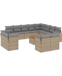 vidaXL 13-częsciowy zestaw mebli ogrodowych z poduszkami, mieszany beż Dārza mēbeļu komplekti