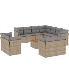 vidaXL 12-częsciowy zestaw mebli ogrodowych z poduszkami, mieszany beż Dārza mēbeļu komplekti