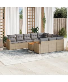 vidaXL 11-częsciowy zestaw mebli ogrodowych z poduszkami, mieszany beż Dārza mēbeļu komplekti