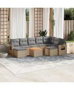 vidaXL 10-częsciowy zestaw mebli ogrodowych z poduszkami, mieszany beż Dārza mēbeļu komplekti