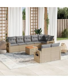 vidaXL 9-częsciowy zestaw mebli ogrodowych z poduszkami, mieszany beż Dārza mēbeļu komplekti