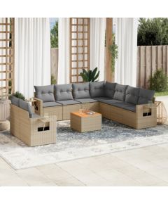 vidaXL 10-częsciowy zestaw mebli ogrodowych z poduszkami, mieszany beż Dārza mēbeļu komplekti