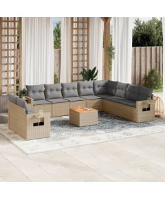 vidaXL 11-częsciowy zestaw mebli ogrodowych z poduszkami, mieszany beż Dārza mēbeļu komplekti